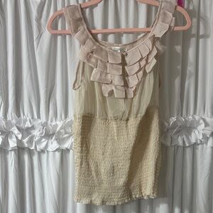 Charlotte Russe Cream and Beige Ruffle Top